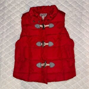 Red Toggle Closure Puffer Vest